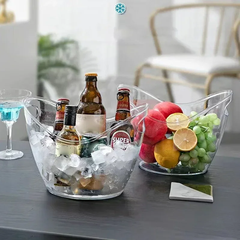 Wine Beer Cooler - Secchiello per ghiaccio da 4/8L, trasparente,